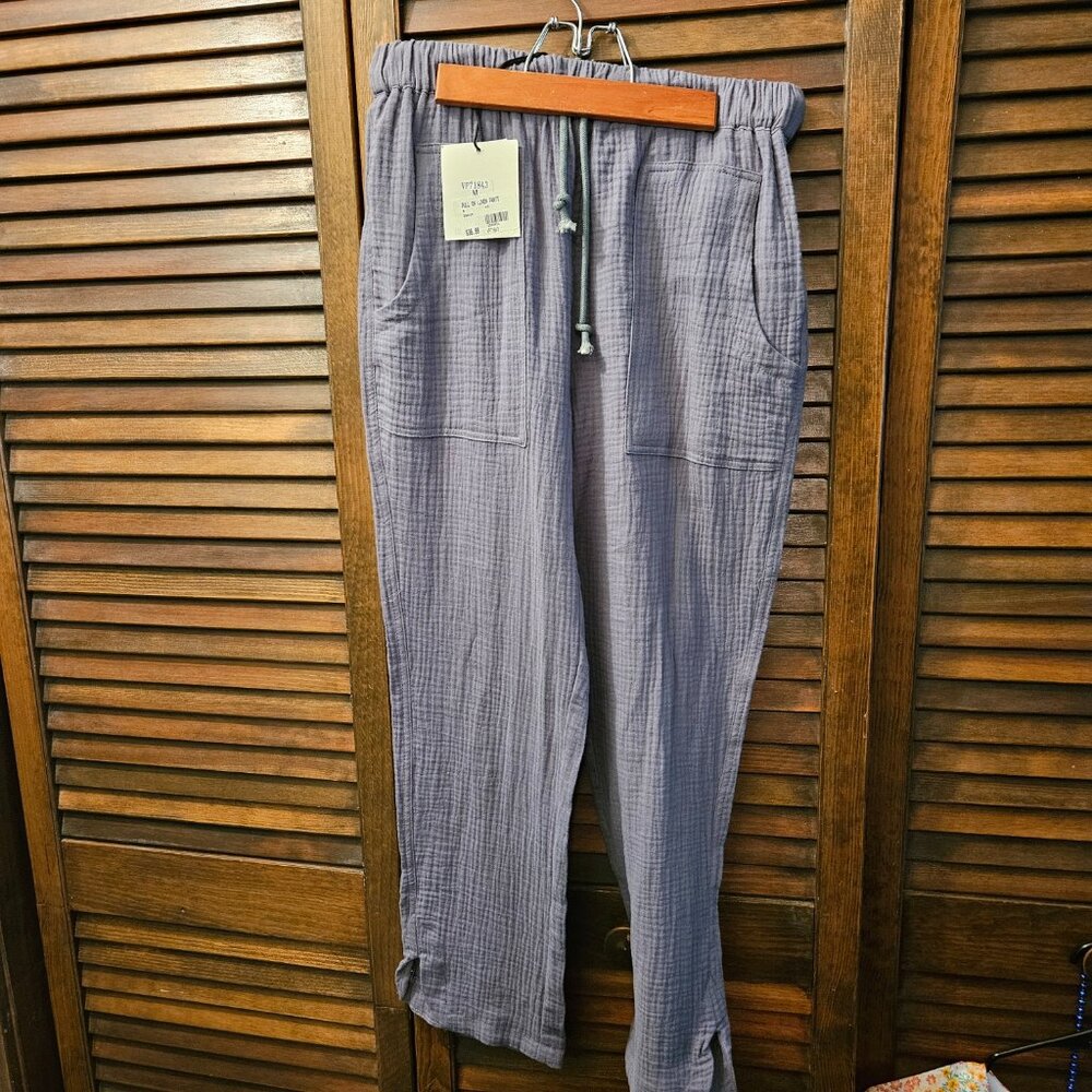 NWT Very J Linen pull-on trousers Size M in a grey blue NWT